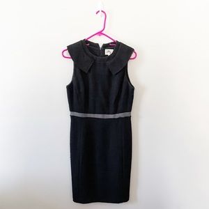 Milly Tweed Sheath Dress Collar Black